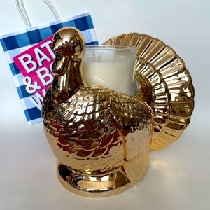NWT Bath & Body Works Golden Turkey 3-Wick Candle Holder